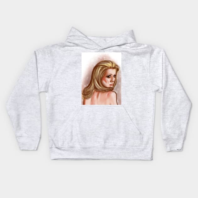 Catherine Deneuve Kids Hoodie by Svetlana Pelin